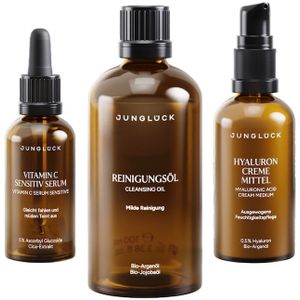 Junglück Reinigingsolie Vitamine C Sensitief Serum Hyaluron Crème Medium Set Gezichtsverzorgingssets 180 ml