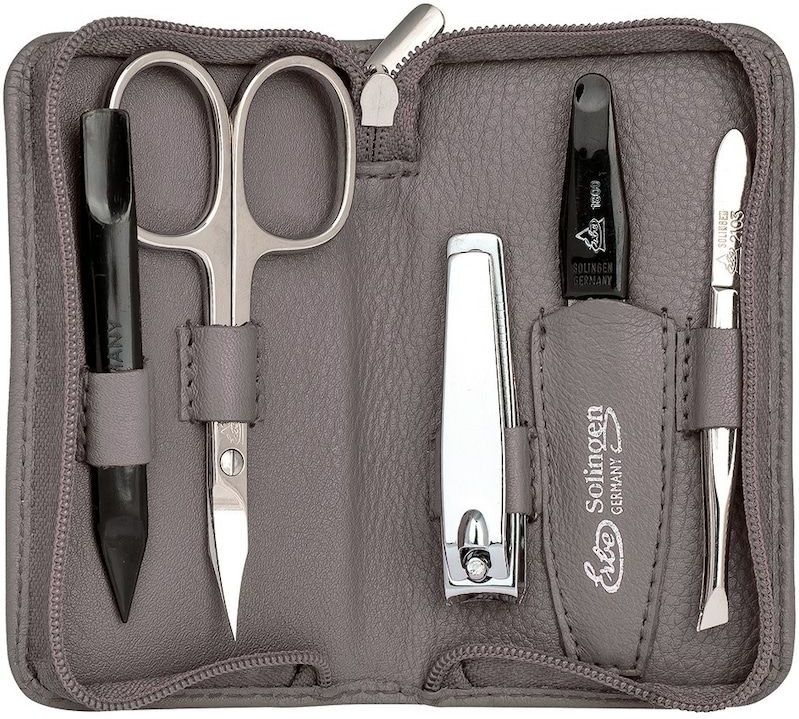 ERBE - Siena - Manicureset - Grijs - 5-delig in Etui van Echt Leer