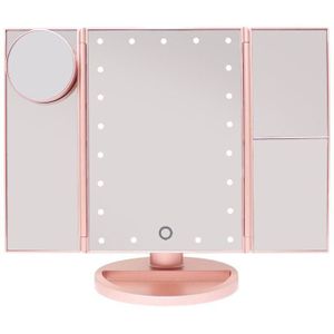 UNIQ Hollywood trifold cosmetische spiegel met LED -licht Make-up spiegels Roségoud