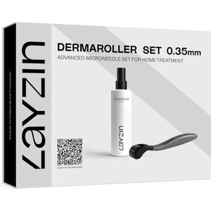 LAYZIN Dermaroller Set 0,35 mm inclusief Cleansing Spray Micro needle rollers