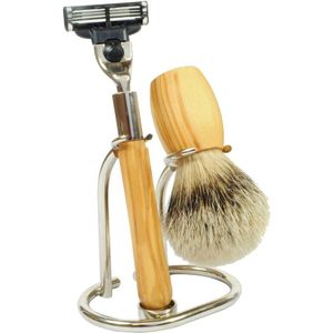 Golddachs Shavingset Olive Wood Scheren Heren