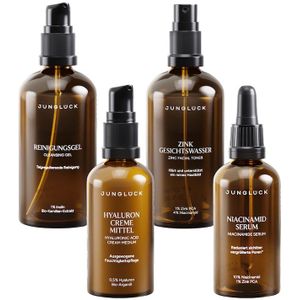 Junglück Gemengde huid bestseller -Reinigingsgel Zink Gezichtstoner Hyaluron Crème Medium Niacinamide Serum Cadeauset Gezichtsverzorgingssets 300 ml