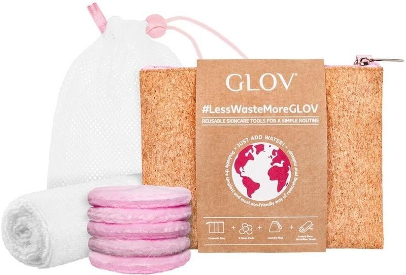 GLOV - Less Waste More GLOV - Gezichtsreinigingsset - Kurken Makeuptas - 5 Herbruikbare Pads - Gezichtshanddoek - Waszak
