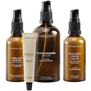 Junglück Onzuivere Huid Bestseller Set - Reinigingsgel Azelaïne Serum Hyaluron Crème Light Puistjes Crème Cadeauset Gezichtsverzorgingssets 210 ml
