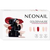 Golden Muse Collection - Gellak Set - 3 x 3 ml - Nude Roze Rood - Met Gouden Nagelstickers