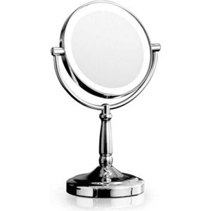 UNIQ Cosmetica -spiegel met LED -licht en 5x vergroting Make-up spiegels Gemiddeld zilver
