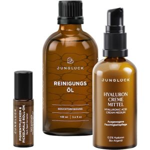 Junglück Reinigingsolie Pigmentvlekken & Puistjes Roll-On Hyaluron Crème medium Gezichtsverzorgingssets