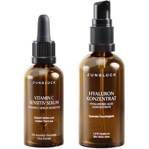 Junglück Stralend mooie combi - Hyaluron Concentraat Vitamine C Sensitief Serum Cadeauset Gezichtsverzorgingssets