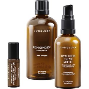 Junglück Reinigingsolie Vitamine C Intensief Serum Hyaluron Crème Medium Set Gezichtsverzorgingssets