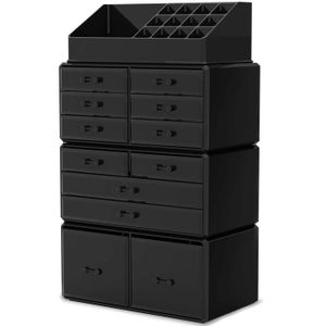 UNIQ XXL make -up case met 12 laden en 16 compartimenten Make-up tassen Zwart