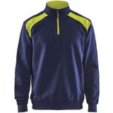 Sweatshirt Bi-Colour High Vis met halve rits 3353-marineblauw/fluogeel