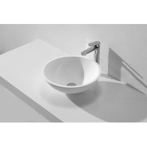 Wiesbaden Solid Surface Opbouwkom Rond 43 x 43 cm Mat Wit