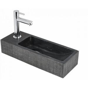 Fonteinset Slimline 38 x 14 cm Hardsteen Gefrijnd | Chromen Kraan en Afvoer