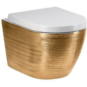 Wandcloset Century Rimfree Geborsteld Goud / Wit incl. D-Model Soft-Close Zitting