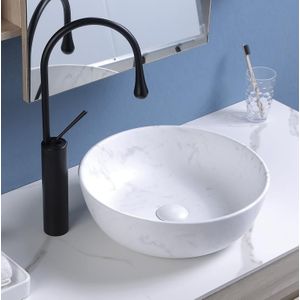 Waskom Pharos 40 x 40 cm Keramiek Mat Wit Marmerlook