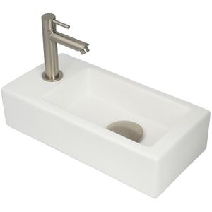 Toilet Fontein Huron 41 x 22 cm Keramiek Mat Licht Grijs - Kraangat Links