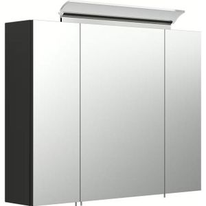 Spiegelkast Novelty 80 cm Mat Zwart met LED-Acryllamp