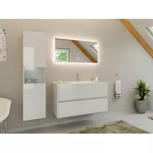 Alpenberger Wastafel met onderkast, 55 cm breed, wastafel met onderkast, badkamermeubels, moderne set, kleine wastafel, gastentoilet, onderkast, badkamermeubel (lichtkoffie