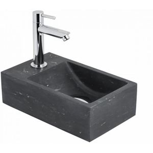 Toilet Fonteinset Lido XS 31 x 18 cm Keramiek Marmerlook | Chromen Kraan en Afvoer