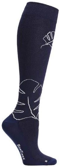Supcare Compressiekousen Monstera Navy Blue - blauw