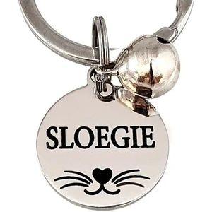 Penning kat hond 20 mm Titanium met bel - Zilver