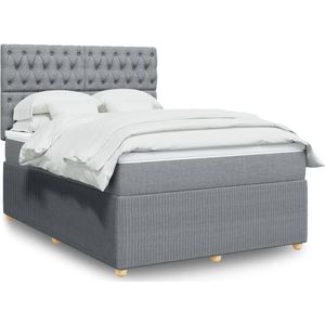 Boxspring Met Matras Stof - Lichtgrijs - 140 x 200 cm