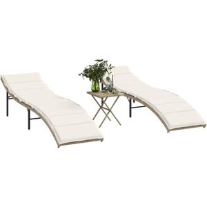 Ligstoelen Met Tafel Poly Rattan - 2 (368254) items - Beige (368254)