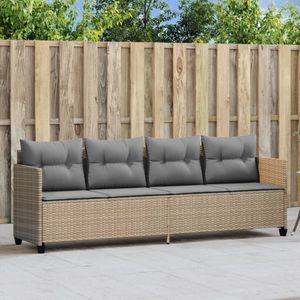 Ligbed Met Kussens Poly Rattan - 1 items - Beige en grijs