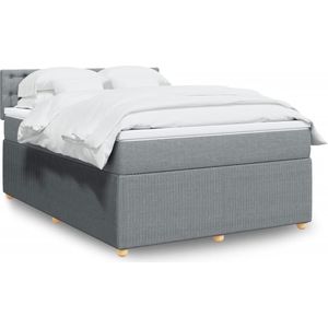 Boxspring Met Matras Stof - Lichtgrijs - 160 x 200 cm