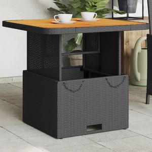 Tuintafel Poly Rattan En Acaciahout - Zwart - 80 x 80 x 71 cm