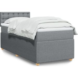 Boxspring Met Matras Stof - Lichtgrijs - 100 x 200 cm