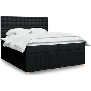 Boxspring Met Matras Stof Kleurig - Zwart - 200 x 200 cm