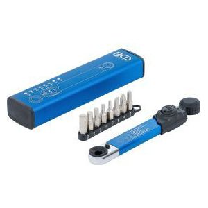 BGS Drehmomentschlüssel Abtrieb Innensechskant 6,3 mm (1/4") 2 - 10 Nm mit Bit-Satz 9tlg. - 74295