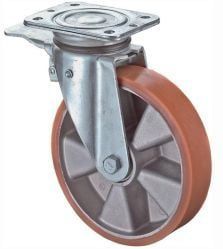 BS Rollen Lenkrolle mit Totalfeststeller und Anschraubplatte Guß-Polyurethanbandage Kugellager Rad-Ø 150 mm 250 kg - L420.B90.150