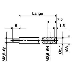 KÄFER Verlängerungsstück L.10mm Messbolzen-D.4mm z.Messuhren - 62503