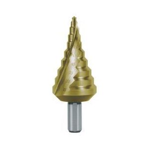RUKO Stufenbohrer HSS-TiN spiralgenutet mit Kreuzanschliff für metrische Kabelverschraubungen Gr. 14 Ø 5,3 - 30,5 mm - 101093T