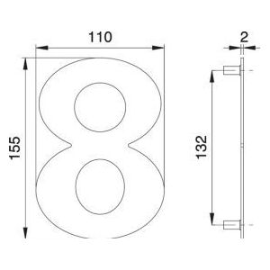 edi Hausnummer Ziffer 8 VA ma 150mm B.110mm - 2508/0000/00