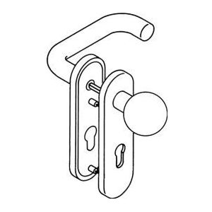HEWI Kurzschildgarnitur 111R03.113 90 Ku.90 PZ rd Drückergrt - 111R03.113 90