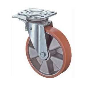 BS Rollen Lenkrolle mit Totalfeststeller und Anschraubplatte Guß-Polyurethanbandage Kugellager Rad-Ø 125 mm 300 kg - LB520.B90.125
