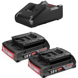 Bosch Starter-Set 18 V / 2x 2,0 Ah Akku + Ladegerät GAL 18V-40