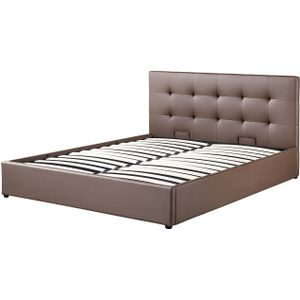 Interiax Morris Bed - Stijlvol Comfort in taupe met lattenbodem (160 x 200 cm)