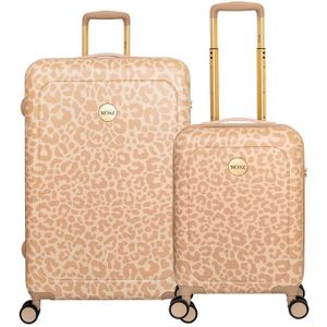 Dames kofferset beige luipaard print - 55 / 76 cm - MŌSZ Lauren
