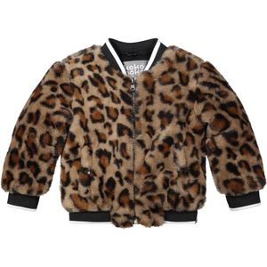 Koko Noko Meisjes winterjas panterprint teddy sand