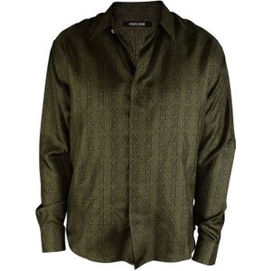 Roberto Cavalli - Overhemd - Kaki - Dierlijk Patchwork-Borduurwerk
