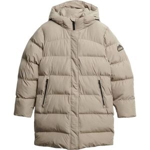 Superdry - Hooded Sports Puffer Mid Jkt - Beige - Dames - Halflange Gewatteerde Jas