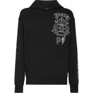 Philipp Plein - Hoodie Sweatshirt Gothic Banner - Zwart - Katoenfleece