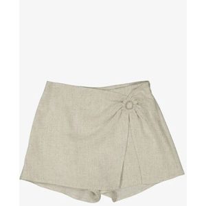 Mayoral - Linnen Skort - Beige - Asymmetrische Overslag - Taille Snoer