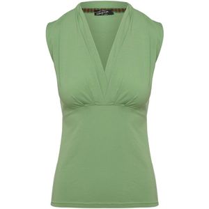 CONQUISTA - Mouwloze Faux Overslagtop - Licht Groen - Stretchstof