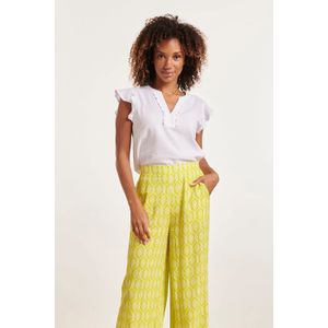 Smashed Lemon 24359 dames korte ruffle mouw witte top