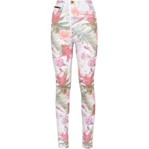 Jeans - Super Hoge Taille Jegging - Flowers - Stone Washed Denim